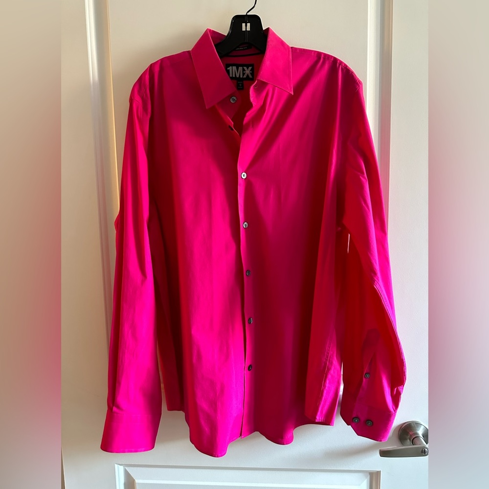 Express L Modern Fit Hot Pink Button-Down Dress Shirt